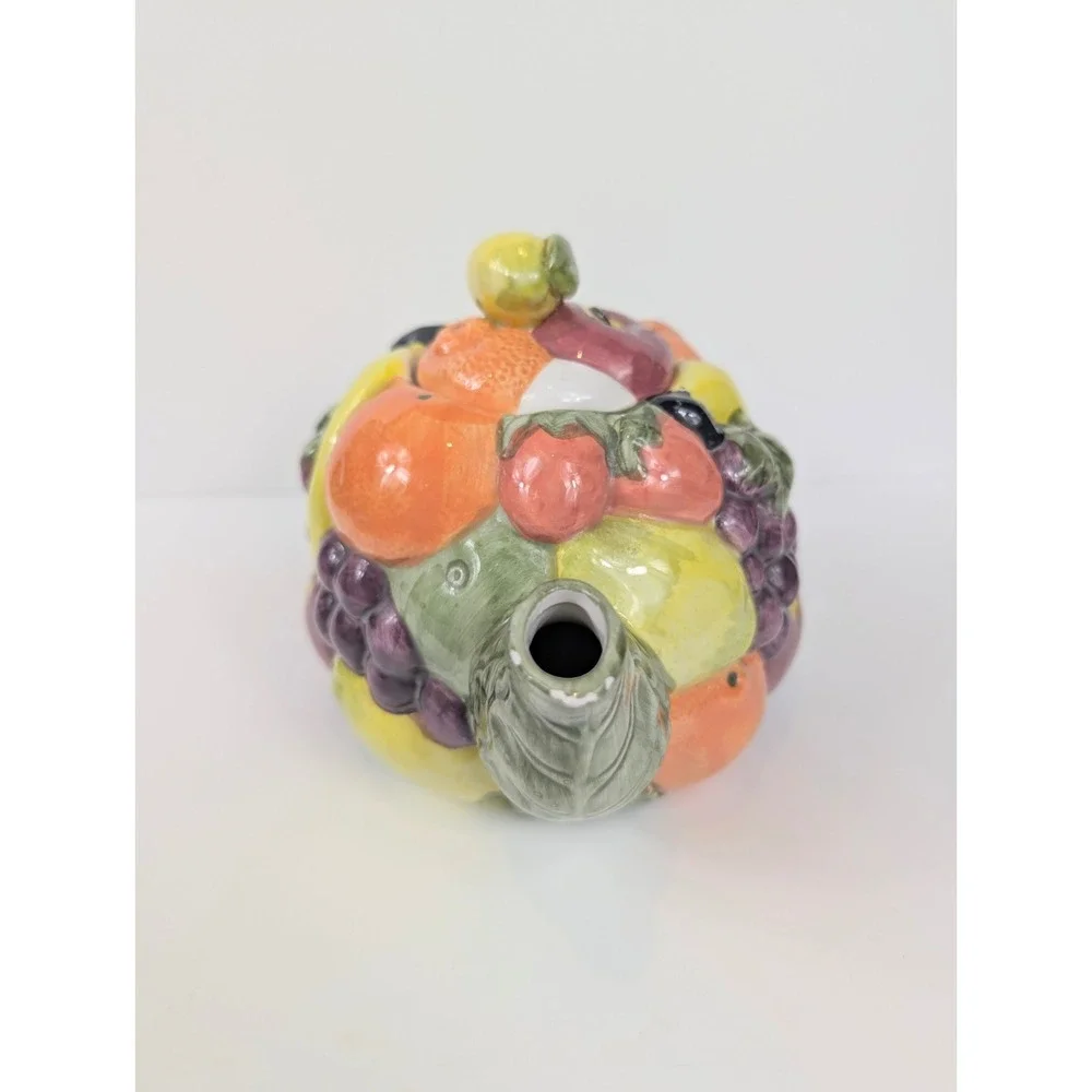 Fruit Cornacopia Tea Pot With Lemon Lid  Hand‎ & Banana Pot Handle Vintage